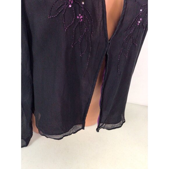 Laura Ashley Silk Blouse Floral Embroidered Womens 10 - Picture 6 of 10